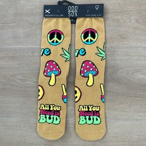 🍀✌️💜😊👽🌸All you need is BUD !! Novelty Crew socks 6-13 New